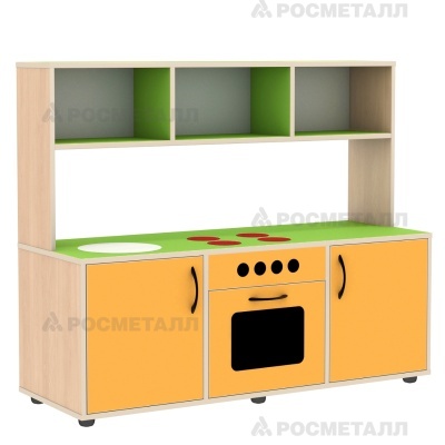 Уголок игровой «Кухня» (Подставка для игрушек П2) ЛДСП Манго/Зеленый