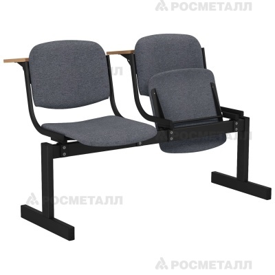 Блок стульев 2-местный мягкий, откидной, лекционный Офисная ткань Коричневый (ткань)