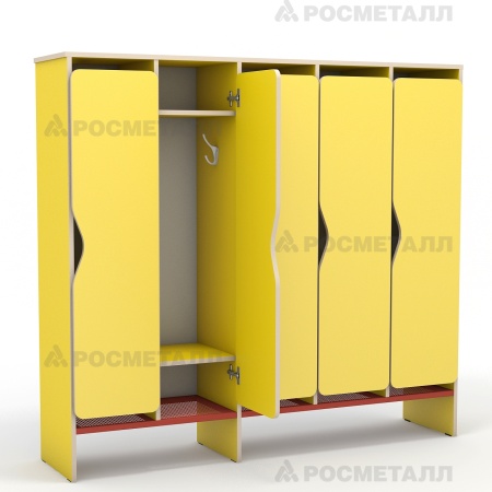 Шкаф для одежды 5-секционный ЛДСП Желтый Красный